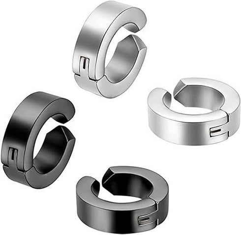 316L Surgical Steel Clip On Men Women Hypoallergenic Non-piercing Hoop Earrings